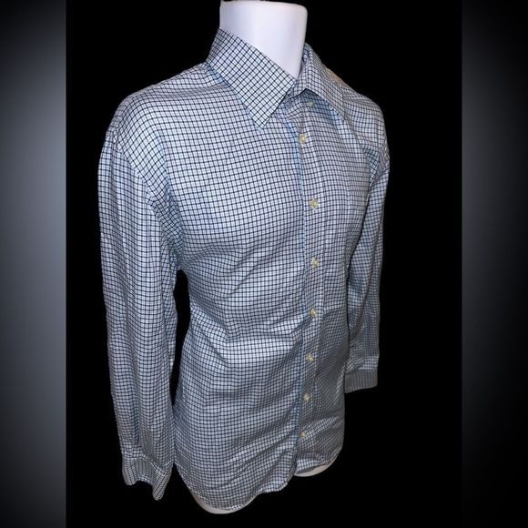 Peter Millar Blue Mens‎ Size Large Striped Button Up Long Sleeve Greens Masters - Picture 2 of 11
